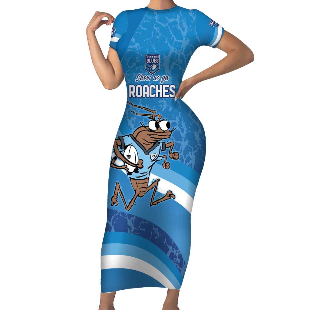 Custom NSW Cockroaches Blues Short Sleeve Bodycon Dress New South Wales Origin No1