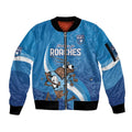 Custom NSW Cockroaches Blues Sleeve Zip Bomber Jacket New South Wales Origin No1