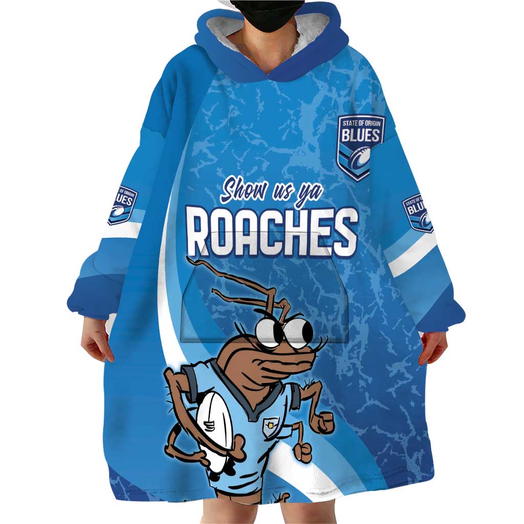 Custom NSW Cockroaches Blues Wearable Blanket Hoodie New South Wales Origin No1