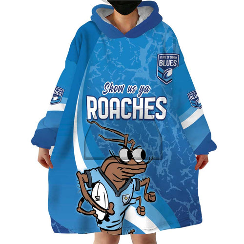 Custom NSW Cockroaches Blues Wearable Blanket Hoodie New South Wales Origin No1