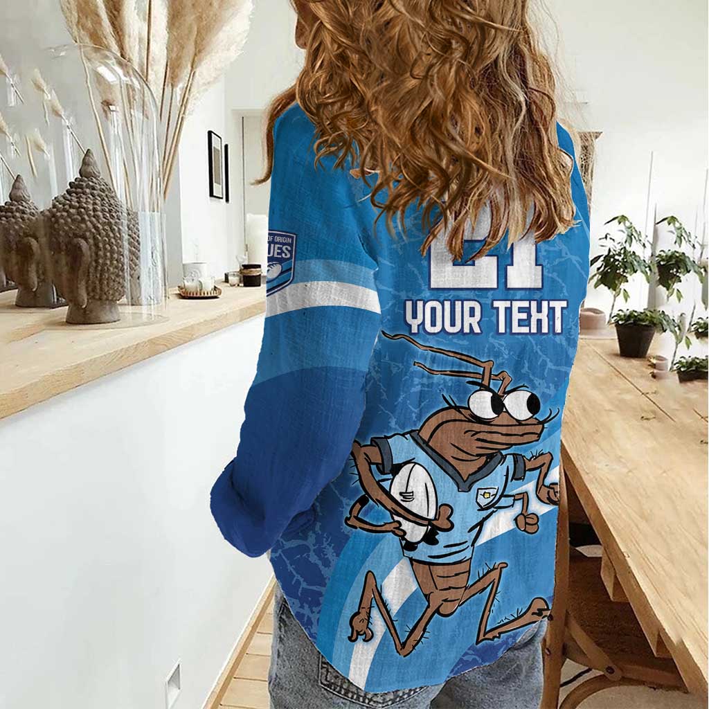 Custom NSW Cockroaches Blues Women Casual Shirt New South Wales Origin No1
