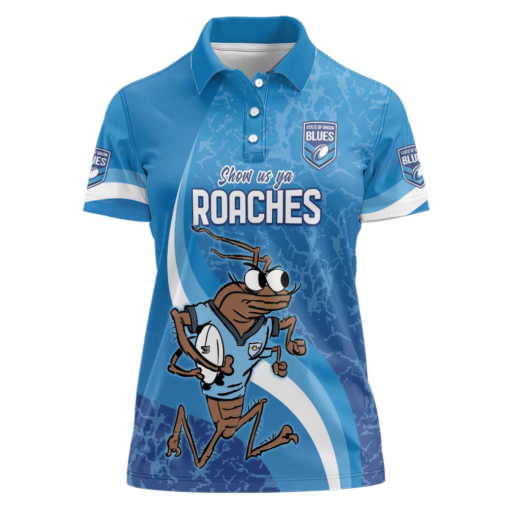 Custom NSW Cockroaches Blues Women Polo Shirt New South Wales Origin No1