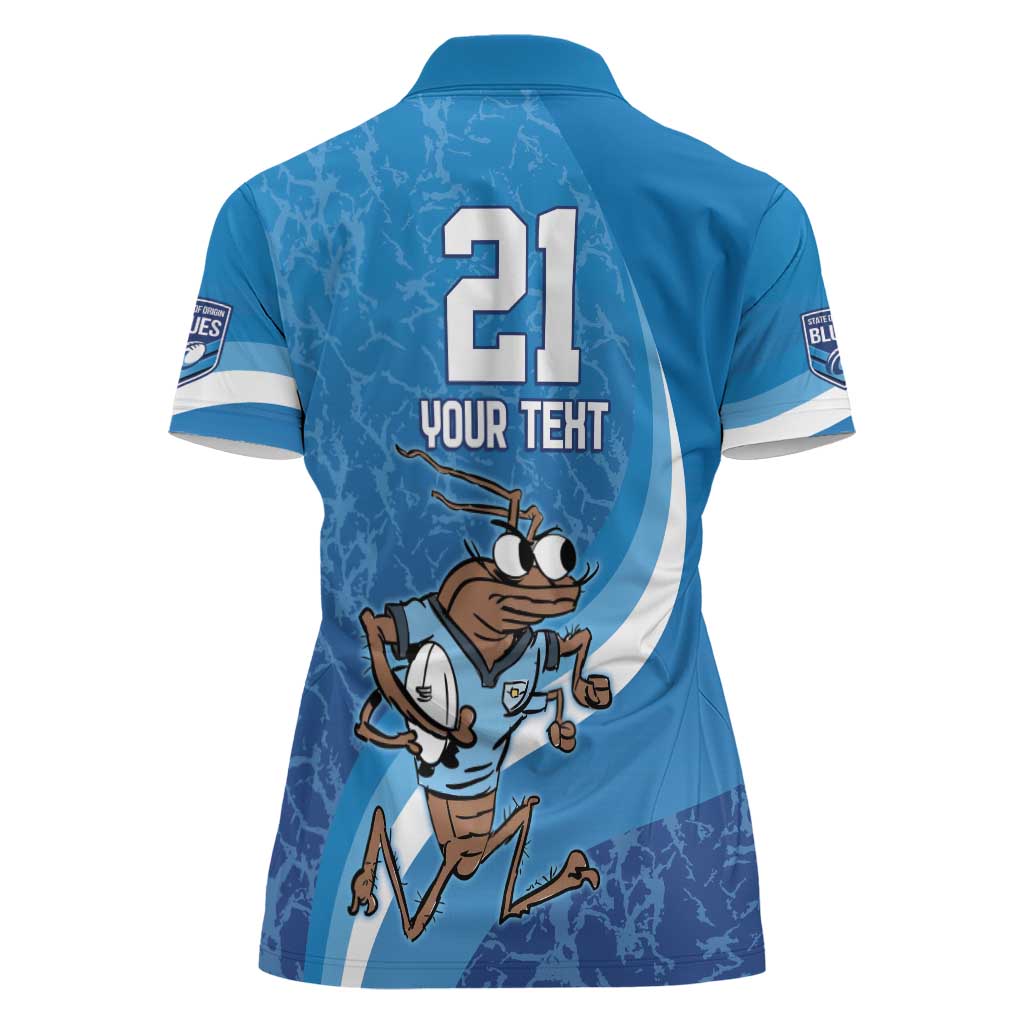Custom NSW Cockroaches Blues Women Polo Shirt New South Wales Origin No1