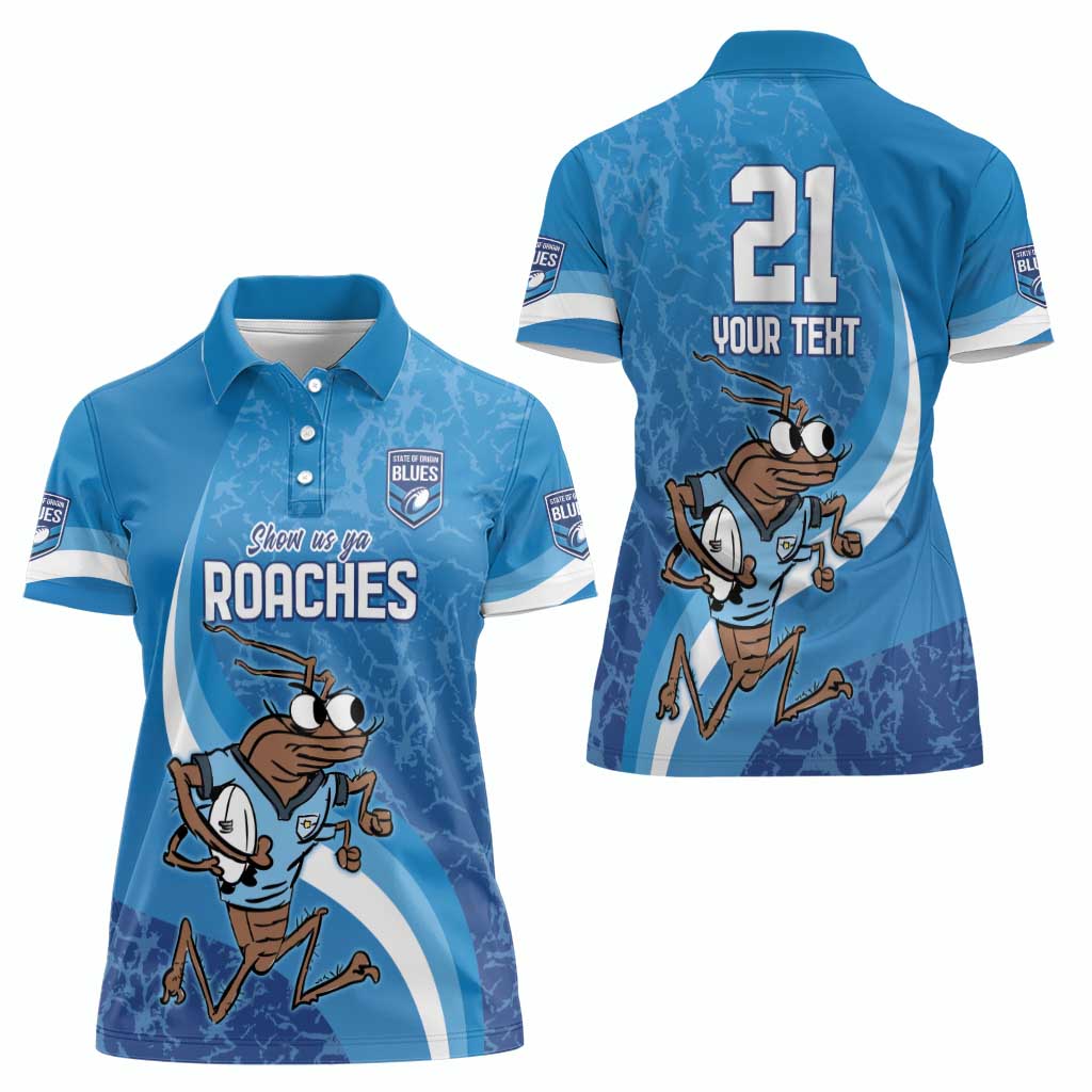 Custom NSW Cockroaches Blues Women Polo Shirt New South Wales Origin No1