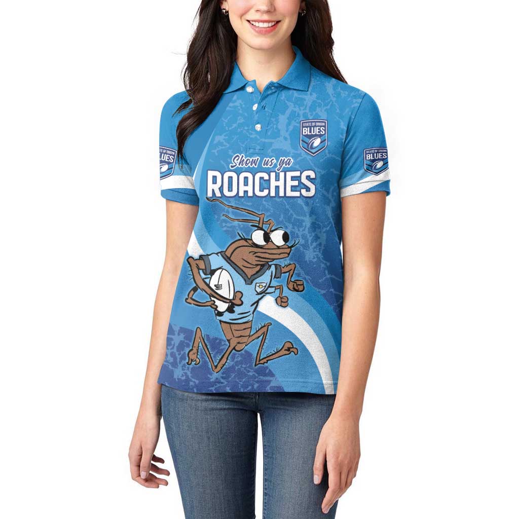 Custom NSW Cockroaches Blues Women Polo Shirt New South Wales Origin No1