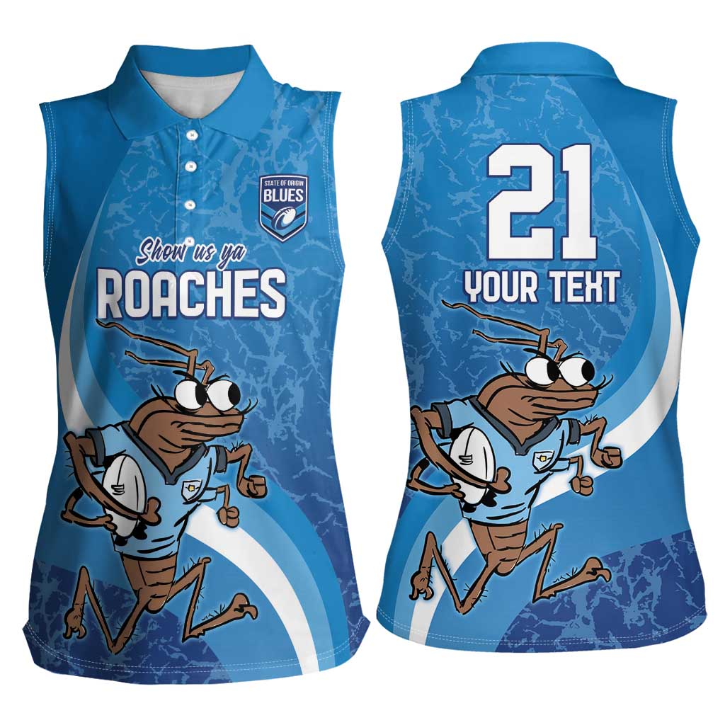 Custom NSW Cockroaches Blues Women Sleeveless Polo Shirt New South Wales Origin No1