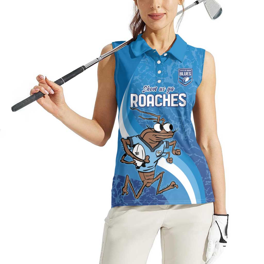 Custom NSW Cockroaches Blues Women Sleeveless Polo Shirt New South Wales Origin No1