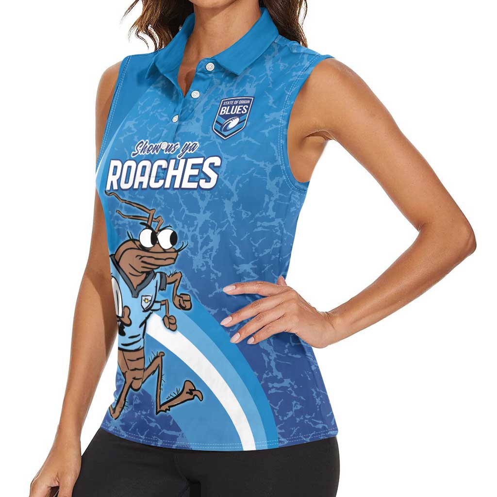 Custom NSW Cockroaches Blues Women Sleeveless Polo Shirt New South Wales Origin No1