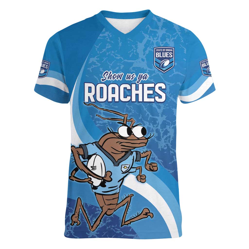 Custom NSW Cockroaches Blues Women V-Neck T-Shirt New South Wales Origin No1