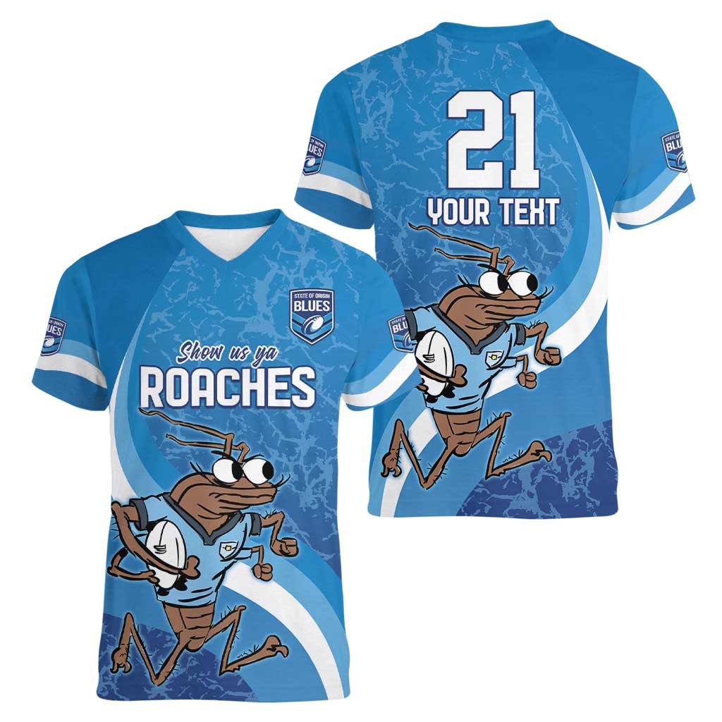 Custom NSW Cockroaches Blues Women V-Neck T-Shirt New South Wales Origin No1