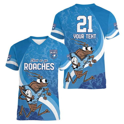 Custom NSW Cockroaches Blues Women V-Neck T-Shirt New South Wales Origin No1