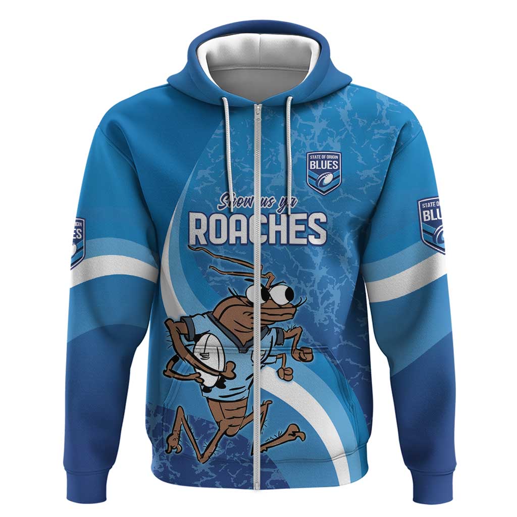 Custom NSW Cockroaches Blues Zip Hoodie New South Wales Origin No1