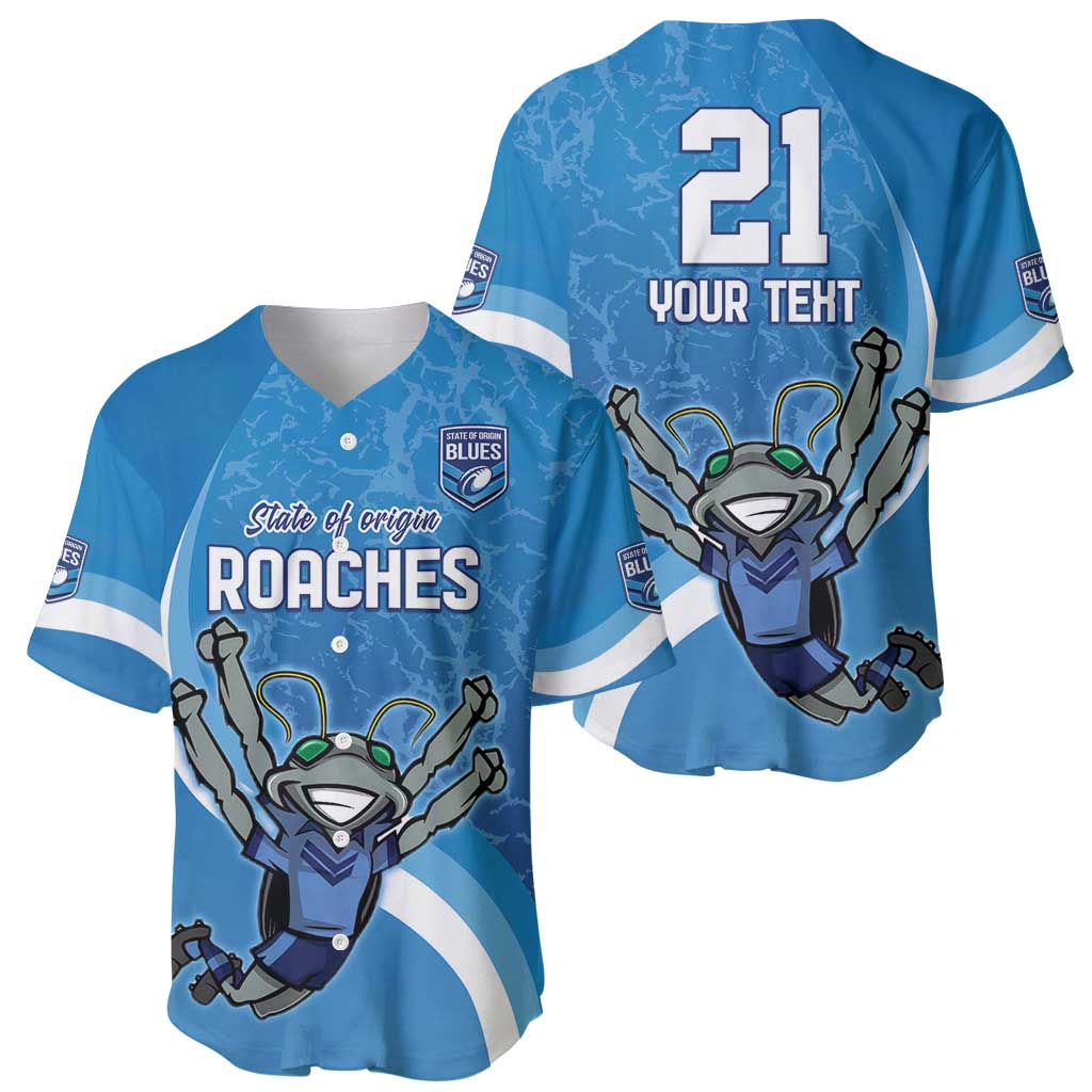 Custom NSW Cockroaches Blues Baseball Jersey New South Wales Origin No2