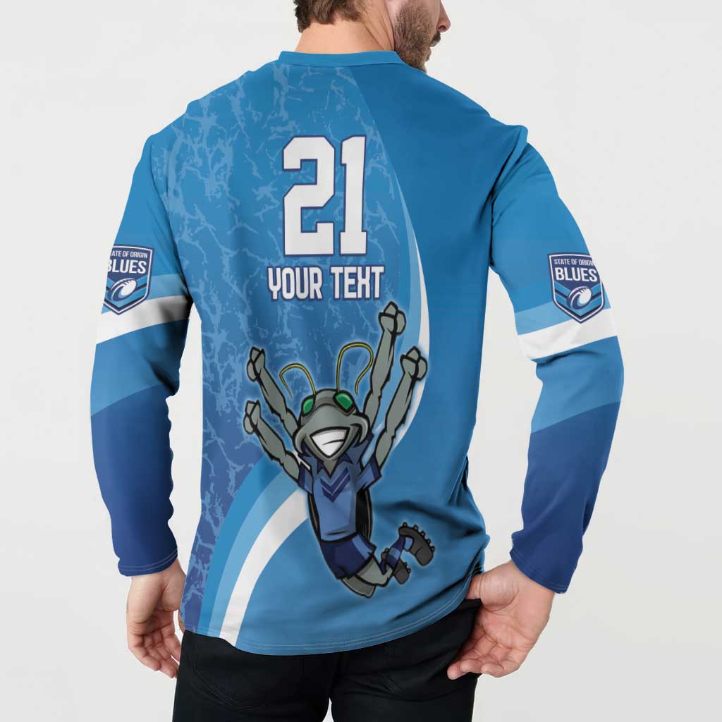 Custom NSW Cockroaches Blues Button Sweatshirt New South Wales Origin No2