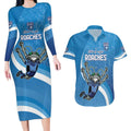 Custom NSW Cockroaches Blues Couples Matching Long Sleeve Bodycon Dress and Hawaiian Shirt New South Wales Origin No2