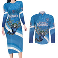 Custom NSW Cockroaches Blues Couples Matching Long Sleeve Bodycon Dress and Long Sleeve Button Shirt New South Wales Origin No2