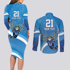 Custom NSW Cockroaches Blues Couples Matching Long Sleeve Bodycon Dress and Long Sleeve Button Shirt New South Wales Origin No2