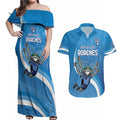 Custom NSW Cockroaches Blues Couples Matching Off Shoulder Maxi Dress and Hawaiian Shirt New South Wales Origin No2
