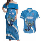 Custom NSW Cockroaches Blues Couples Matching Off Shoulder Maxi Dress and Hawaiian Shirt New South Wales Origin No2