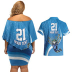 Custom NSW Cockroaches Blues Couples Matching Off Shoulder Short Dress and Hawaiian Shirt New South Wales Origin No2