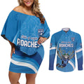 Custom NSW Cockroaches Blues Couples Matching Off Shoulder Short Dress and Long Sleeve Button Shirt New South Wales Origin No2