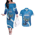 Custom NSW Cockroaches Blues Couples Matching Off The Shoulder Long Sleeve Dress and Hawaiian Shirt New South Wales Origin No2