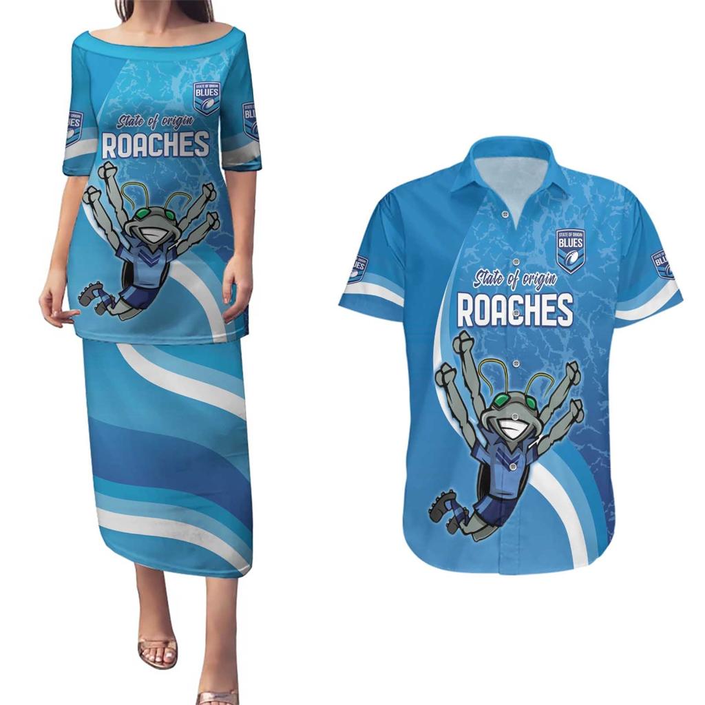 Custom NSW Cockroaches Blues Couples Matching Puletasi and Hawaiian Shirt New South Wales Origin No2