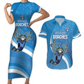 Custom NSW Cockroaches Blues Couples Matching Short Sleeve Bodycon Dress and Hawaiian Shirt New South Wales Origin No2