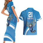 Custom NSW Cockroaches Blues Couples Matching Short Sleeve Bodycon Dress and Hawaiian Shirt New South Wales Origin No2