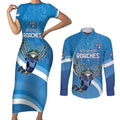 Custom NSW Cockroaches Blues Couples Matching Short Sleeve Bodycon Dress and Long Sleeve Button Shirt New South Wales Origin No2