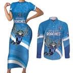 Custom NSW Cockroaches Blues Couples Matching Short Sleeve Bodycon Dress and Long Sleeve Button Shirt New South Wales Origin No2