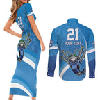 Custom NSW Cockroaches Blues Couples Matching Short Sleeve Bodycon Dress and Long Sleeve Button Shirt New South Wales Origin No2