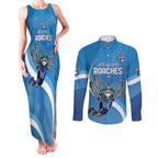 Custom NSW Cockroaches Blues Couples Matching Tank Maxi Dress and Long Sleeve Button Shirt New South Wales Origin No2