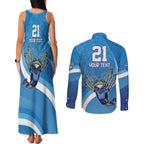 Custom NSW Cockroaches Blues Couples Matching Tank Maxi Dress and Long Sleeve Button Shirt New South Wales Origin No2