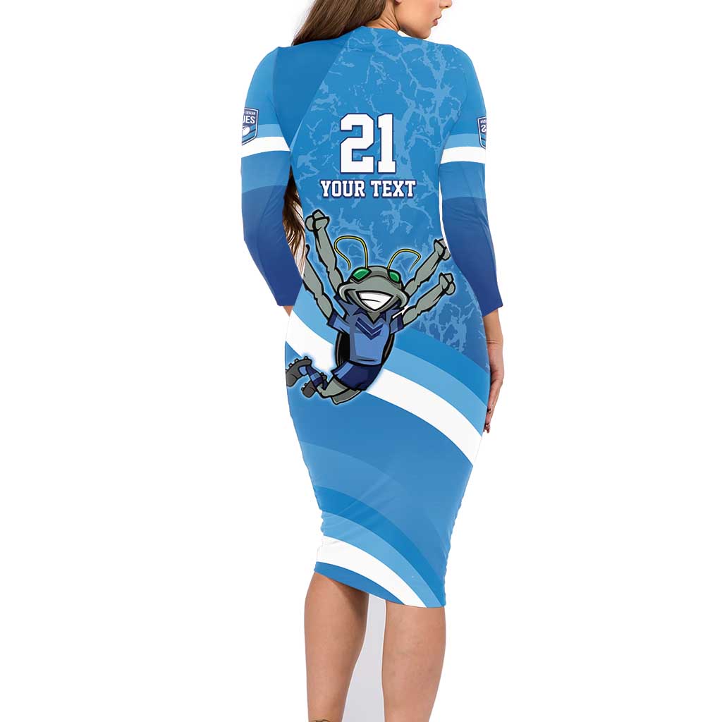 Custom NSW Cockroaches Blues Family Matching Long Sleeve Bodycon Dress and Hawaiian Shirt New South Wales Origin No2