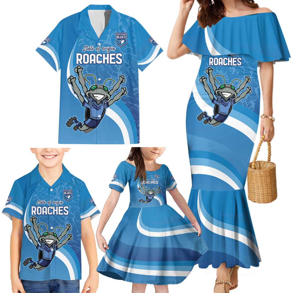 Custom NSW Cockroaches Blues Family Matching Mermaid Dress and Hawaiian Shirt New South Wales Origin No2