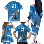 Custom NSW Cockroaches Blues Family Matching Off The Shoulder Long Sleeve Dress and Hawaiian Shirt New South Wales Origin No2