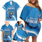 Custom NSW Cockroaches Blues Family Matching Off Shoulder Short Dress and Hawaiian Shirt New South Wales Origin No2