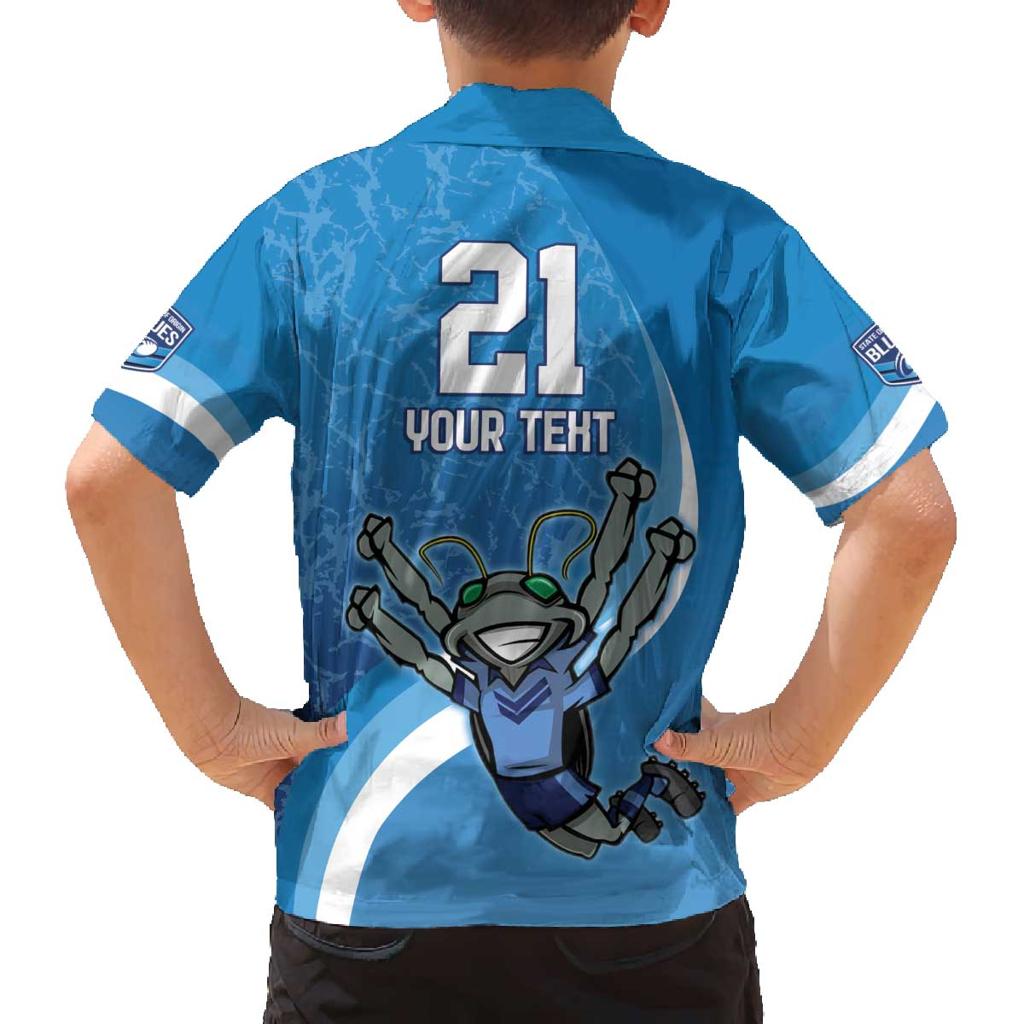 Custom NSW Cockroaches Blues Family Matching Off Shoulder Short Dress and Hawaiian Shirt New South Wales Origin No2
