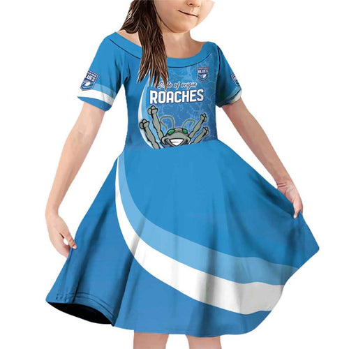 Custom NSW Cockroaches Blues Family Matching Off Shoulder Short Dress and Hawaiian Shirt New South Wales Origin No2
