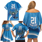 Custom NSW Cockroaches Blues Family Matching Off Shoulder Short Dress and Hawaiian Shirt New South Wales Origin No2