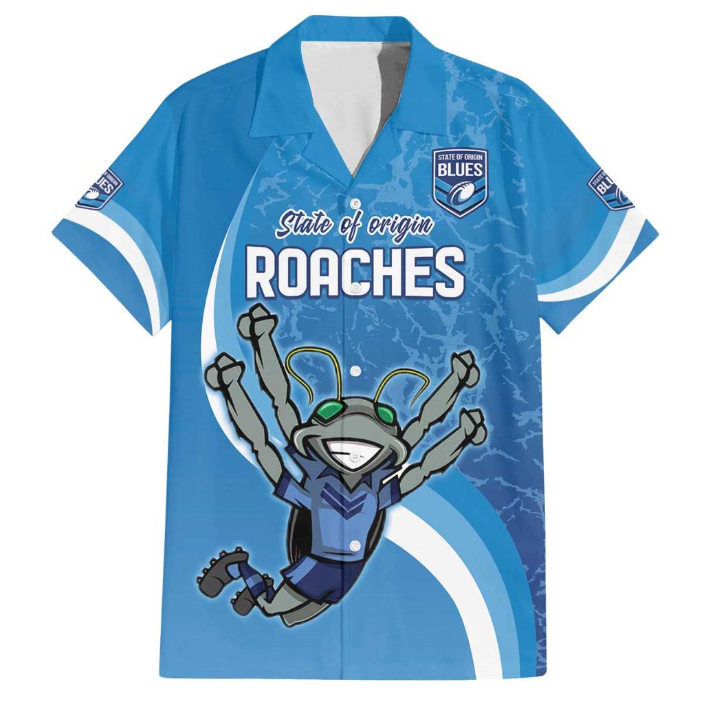 Custom NSW Cockroaches Blues Family Matching Off Shoulder Short Dress and Hawaiian Shirt New South Wales Origin No2