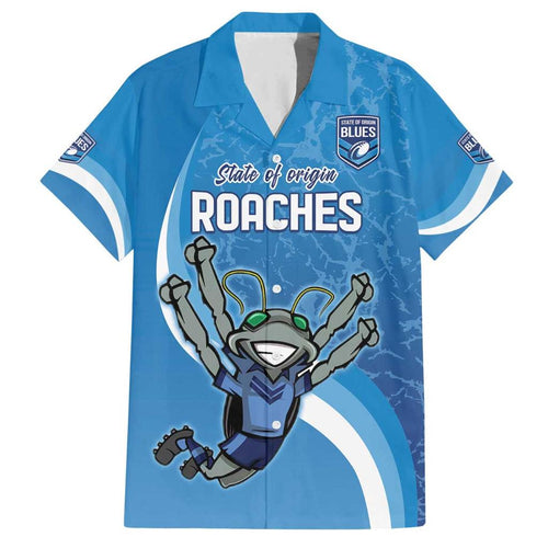 Custom NSW Cockroaches Blues Family Matching Off Shoulder Short Dress and Hawaiian Shirt New South Wales Origin No2