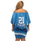 Custom NSW Cockroaches Blues Family Matching Off Shoulder Short Dress and Hawaiian Shirt New South Wales Origin No2