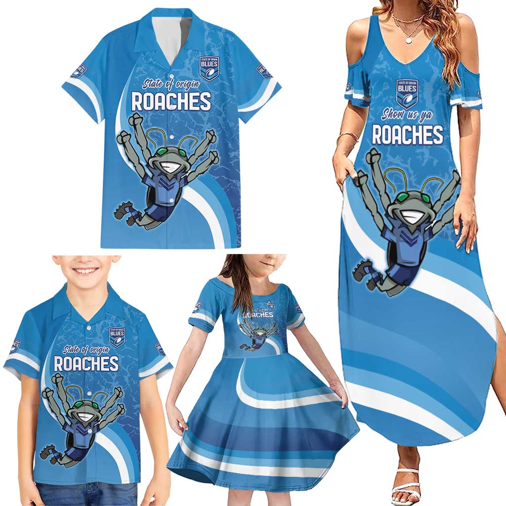 Custom NSW Cockroaches Blues Family Matching Summer Maxi Dress and Hawaiian Shirt New South Wales Origin No2