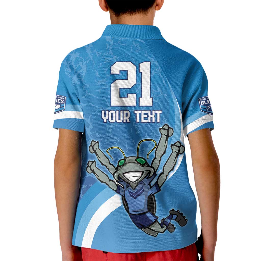 Custom NSW Cockroaches Blues Kid Polo Shirt New South Wales Origin No2