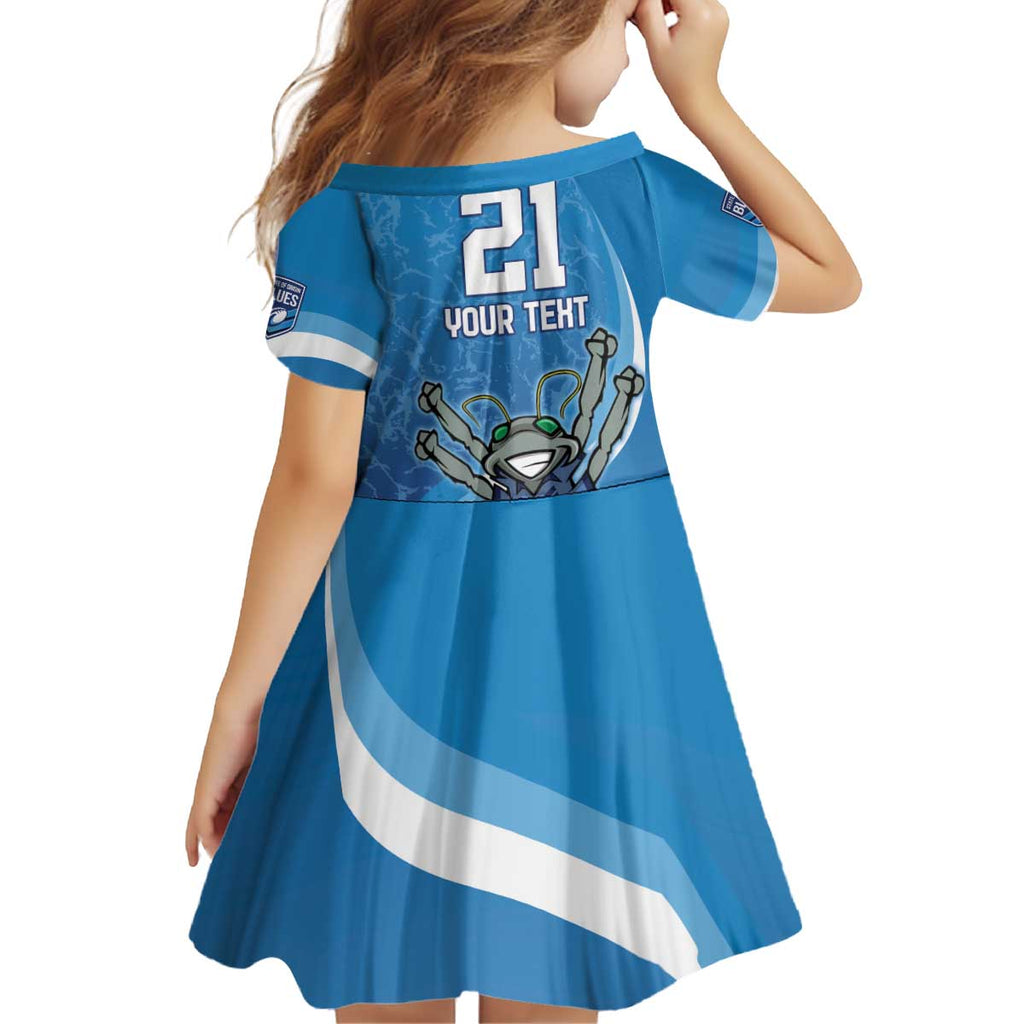 Custom NSW Cockroaches Blues Kid Short Sleeve Dress New South Wales Origin No2