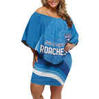 Custom NSW Cockroaches Blues Off Shoulder Short Dress New South Wales Origin No2