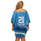 Custom NSW Cockroaches Blues Off Shoulder Short Dress New South Wales Origin No2
