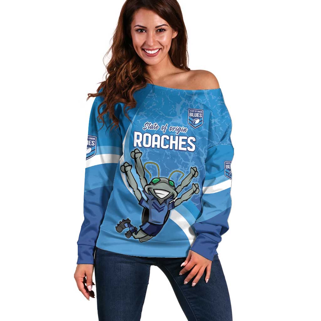 Custom NSW Cockroaches Blues Off Shoulder Sweater New South Wales Origin No2